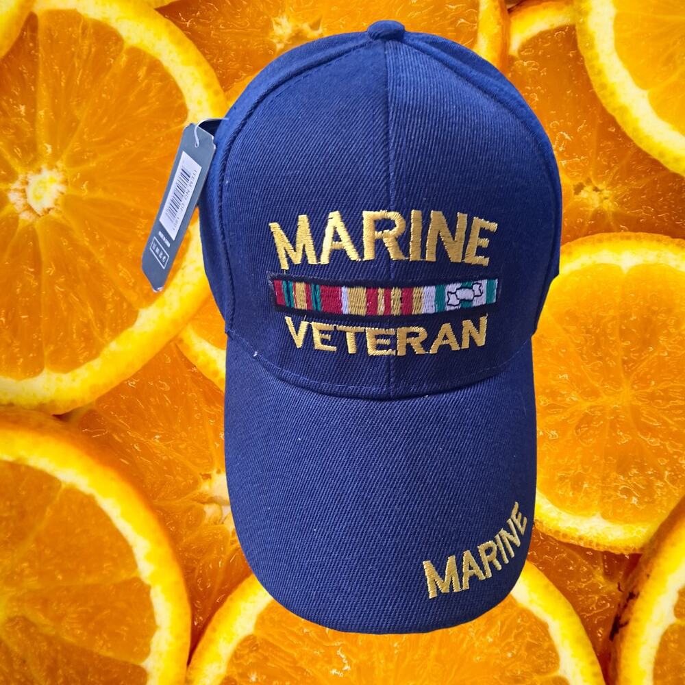 NWT DF Dark Blue Marine Veteran Adjustable Baseball‎ Hat Cap